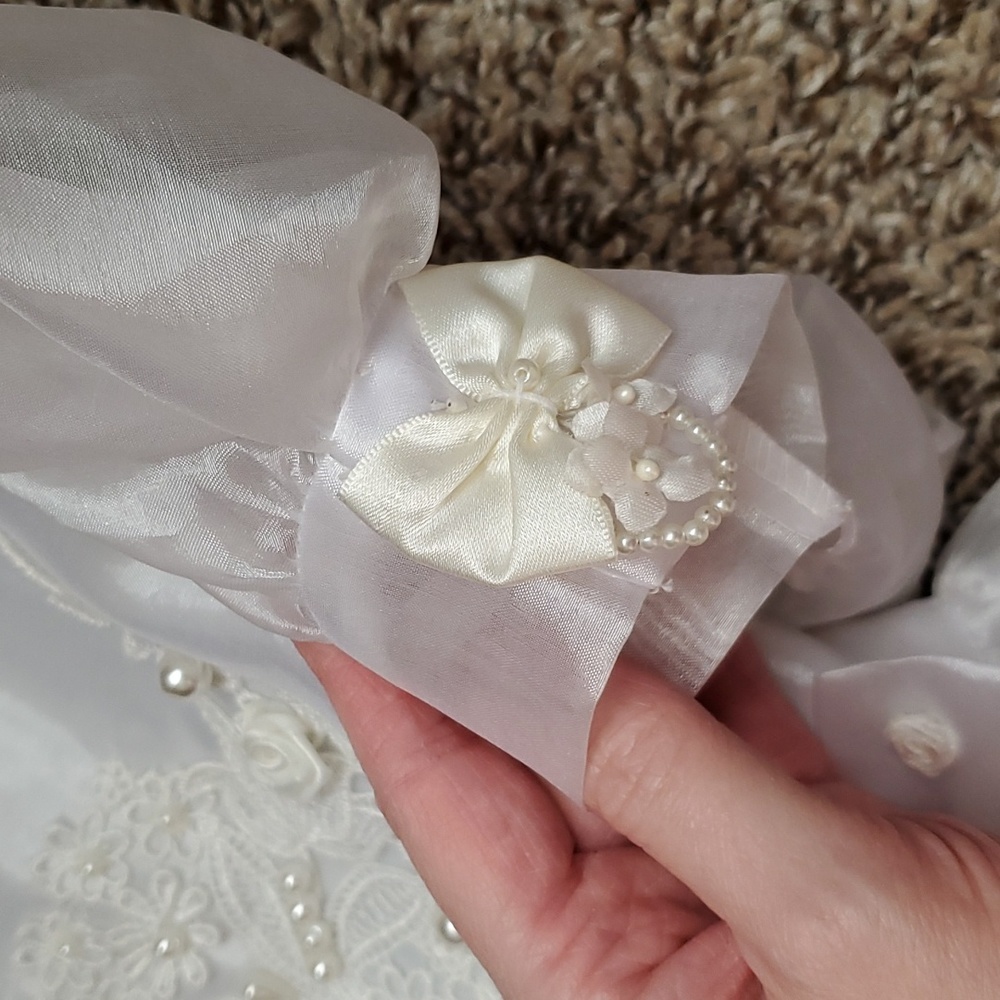 Vintage Popaye's White Sheer Lace Party Dress Size 5 - Picture 4 of 7